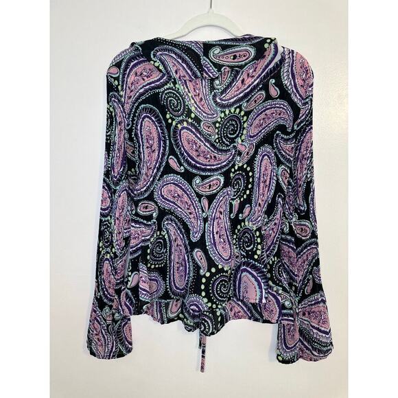 Vintage Y2K Sunny Leigh Bell Sleeve Phoebe Buffay Boho Flowy Top Size Large - Picture 2 of 7